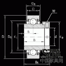 外球面球軸承 E40-KRR, 圓柱外圈，偏心鎖圈定位，兩側(cè) R 型密封